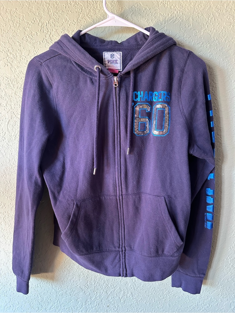 5th & Ocean Navy Blue NFL PINK Label Hooded Sweatshirt - Rare SD Chargers
